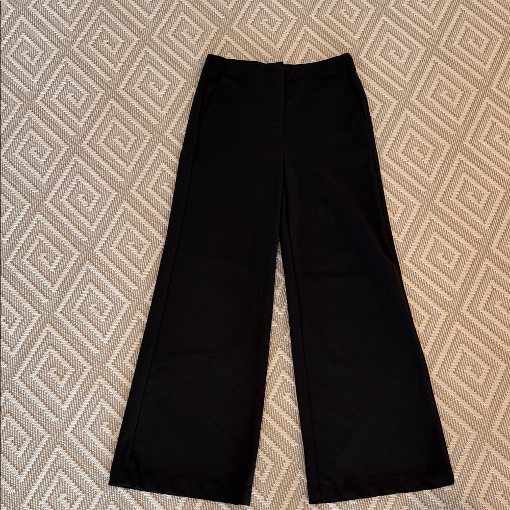 THEORY Elegant Black Wide-Leg Women's Pants machine washable